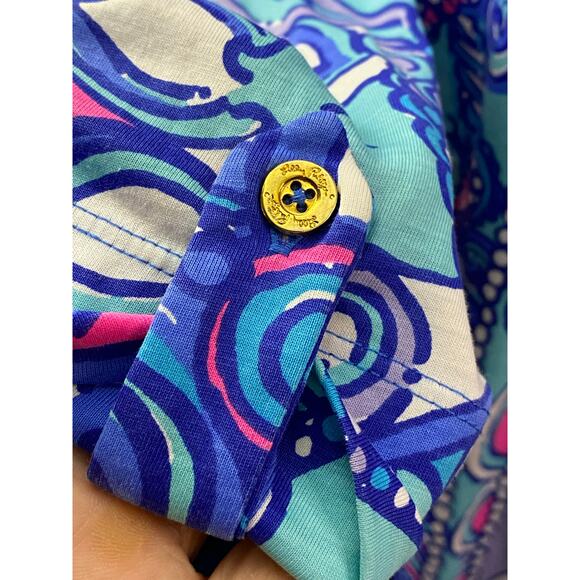 Lilly Pulitzer | Women's 3/4 Sleeve Colorful Linden Dress Sea Jewels Size Large - Picture 9 of 11